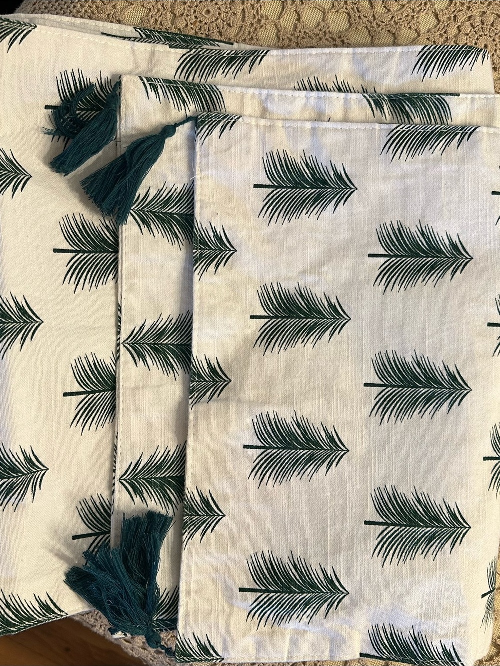 Table Runner with Green Trees. Holiday Christmas 100 foot Runner